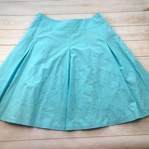 Talbots Size 12 Aqua pleated skirt metallic thread